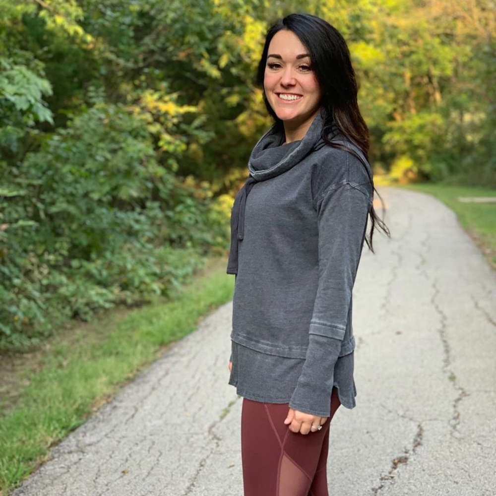 Hoodie mineral wash/maroon high waisted leggings